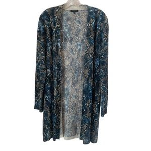 Lafayette 148 New York 100% cashmere animal snake open longline cardigan‎ duster